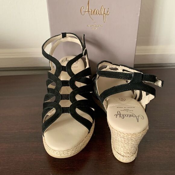 Amalfi by Rangoni Luca  soft suede leather espadrille wedge sandal size 6 - Picture 5 of 10